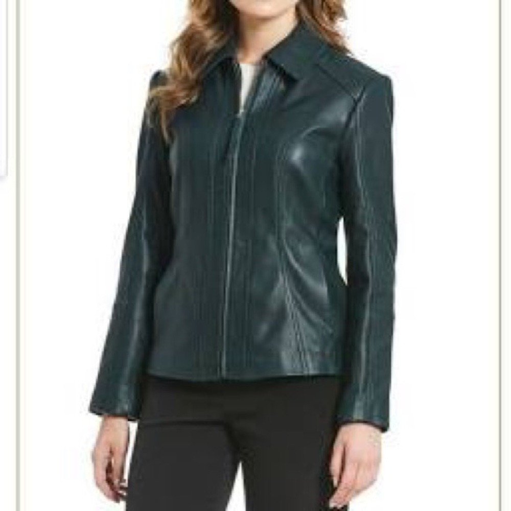 Preston York green leather ladies jacket new S